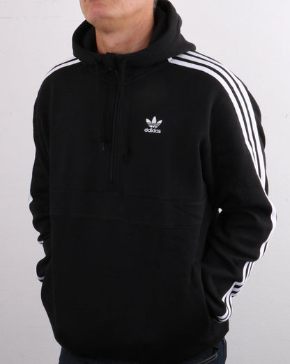 Adidas Originals 3 Stripes Half Zip Hoody Black