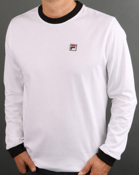 Fila Vintage Long Sleeve Ringer T Shirt White/black