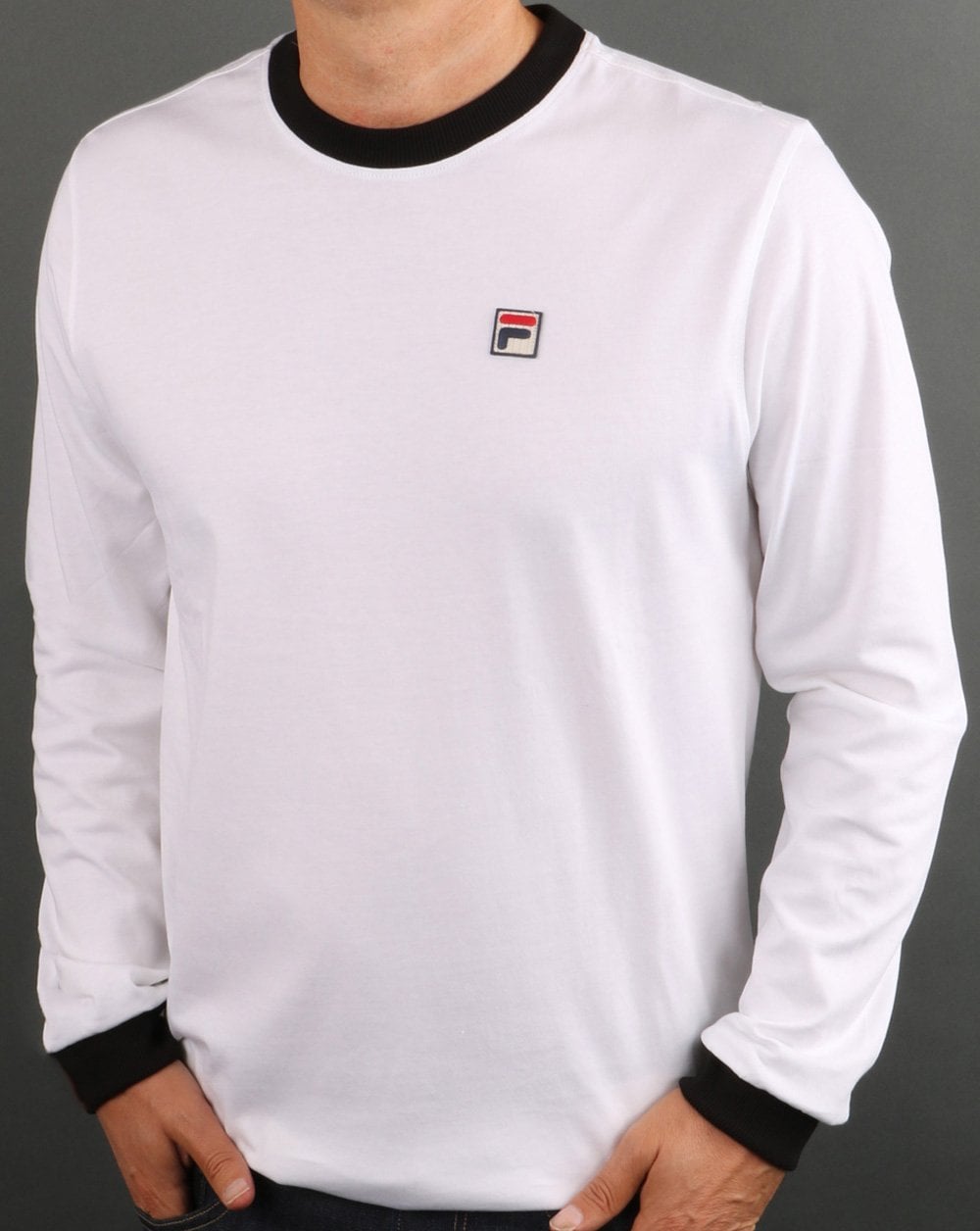 Fila Vintage Long Sleeve Ringer T Shirt White/black