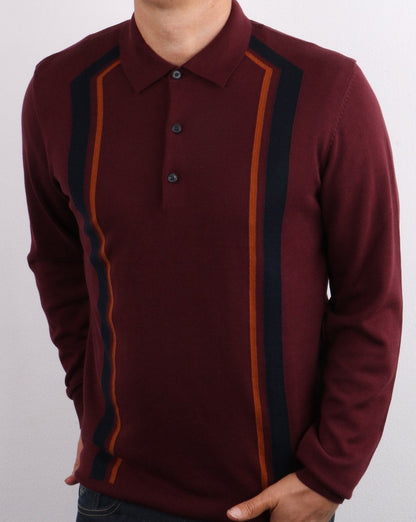 Ben Sherman Long Sleeve Mod Stripe Polo Port