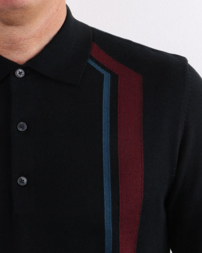 Ben Sherman Long Sleeve Mod Stripe Polo Black