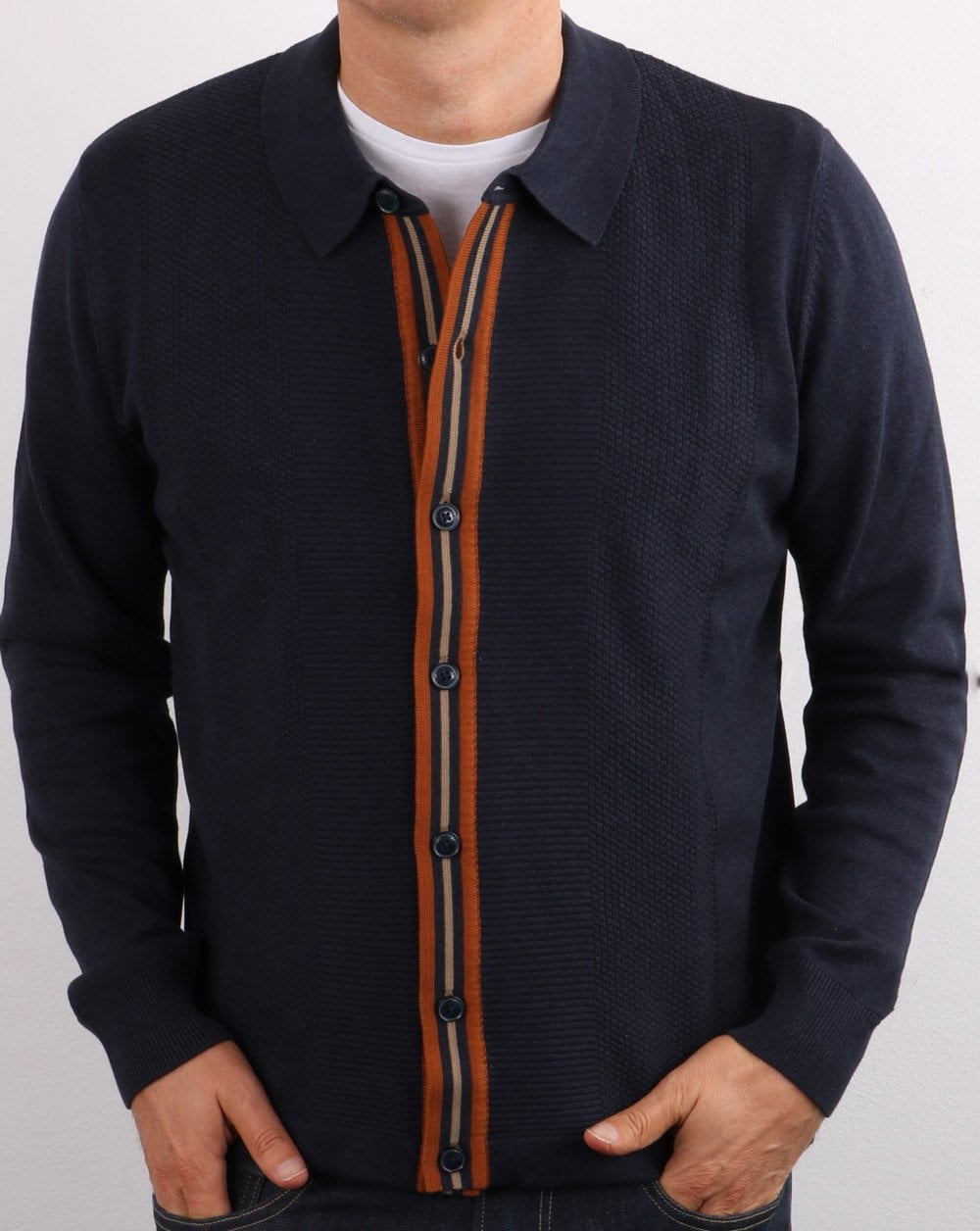Ben Sherman Button Thru Mod Cardigan Midnight