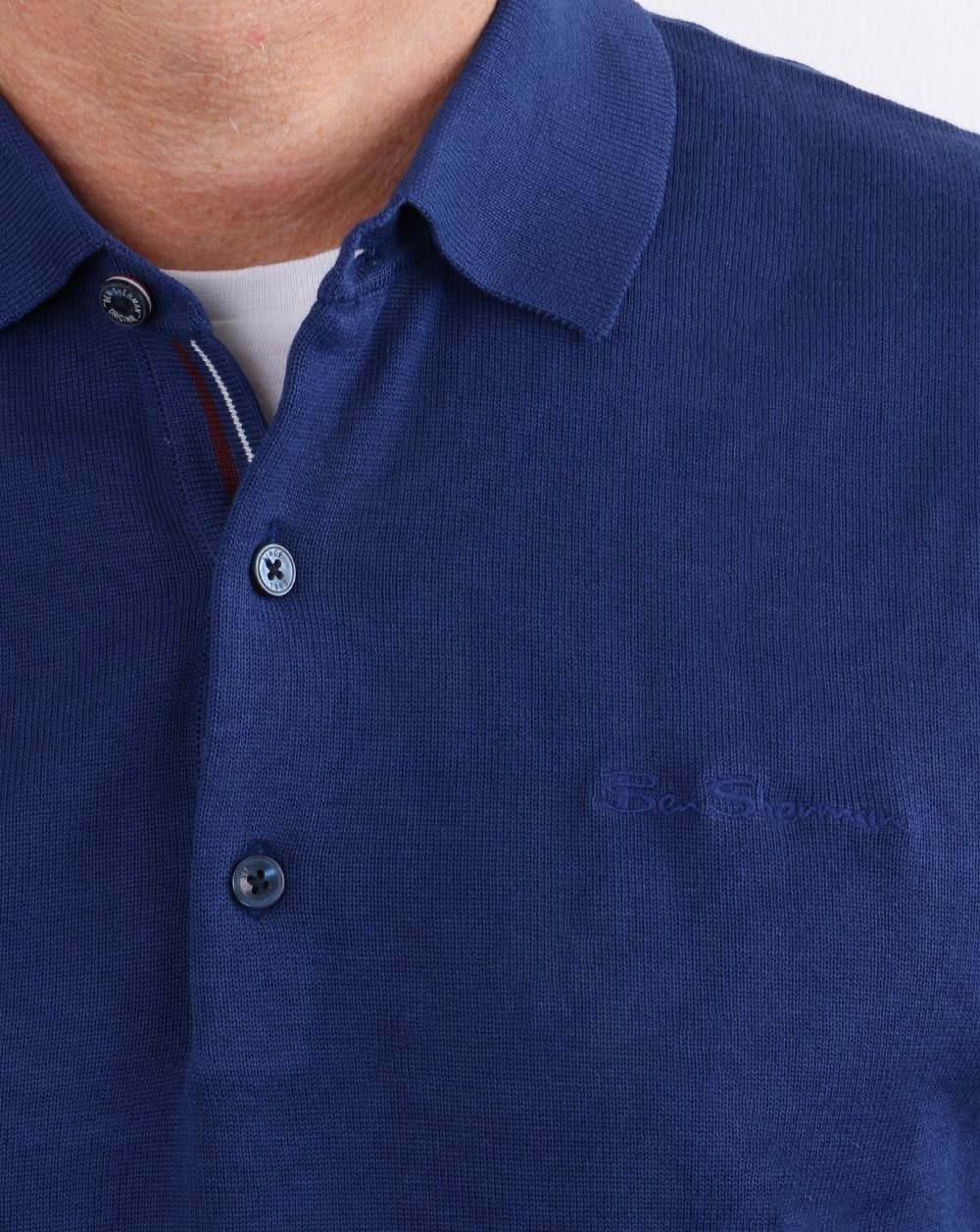 Ben Sherman Signature Cotton Long Sleeved Polo Ink