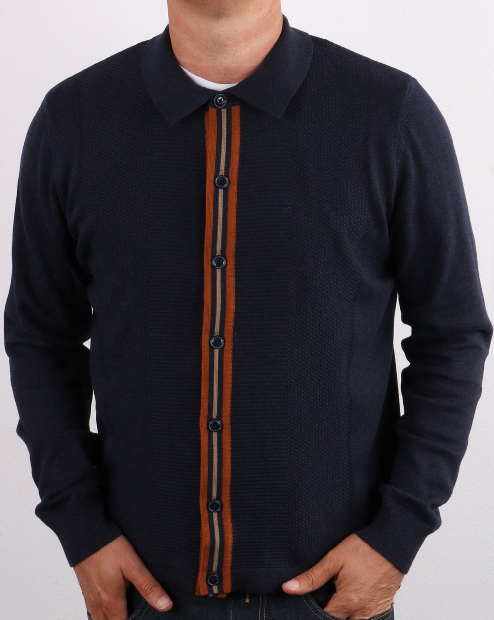 Ben Sherman Button Thru Mod Cardigan Midnight
