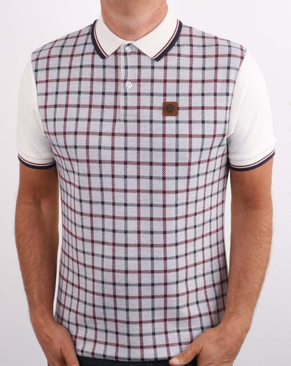 Trojan Check Panel Polo Shirt Fawn