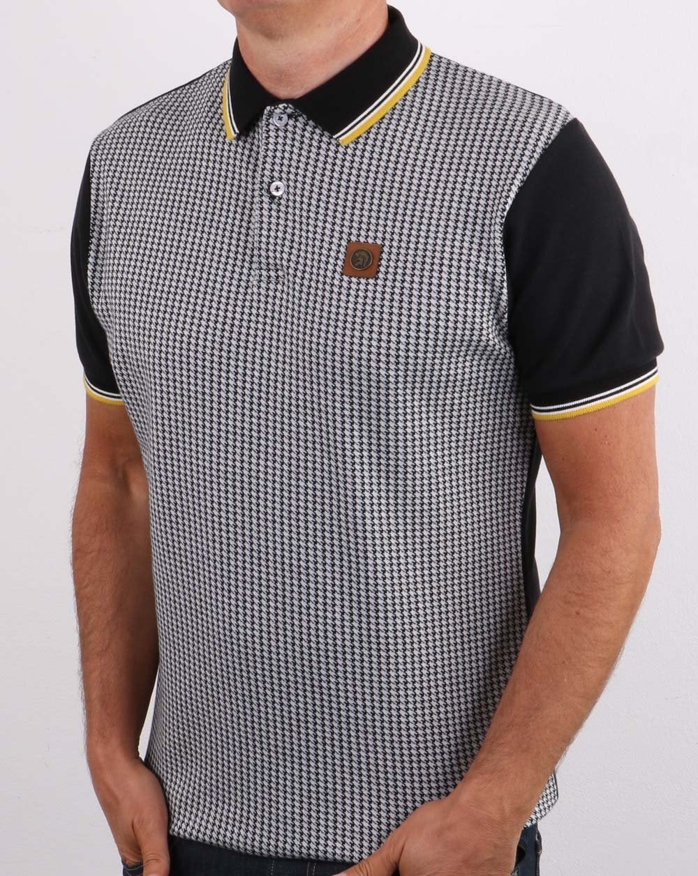 Trojan Houndstooth Polo Shirt Black