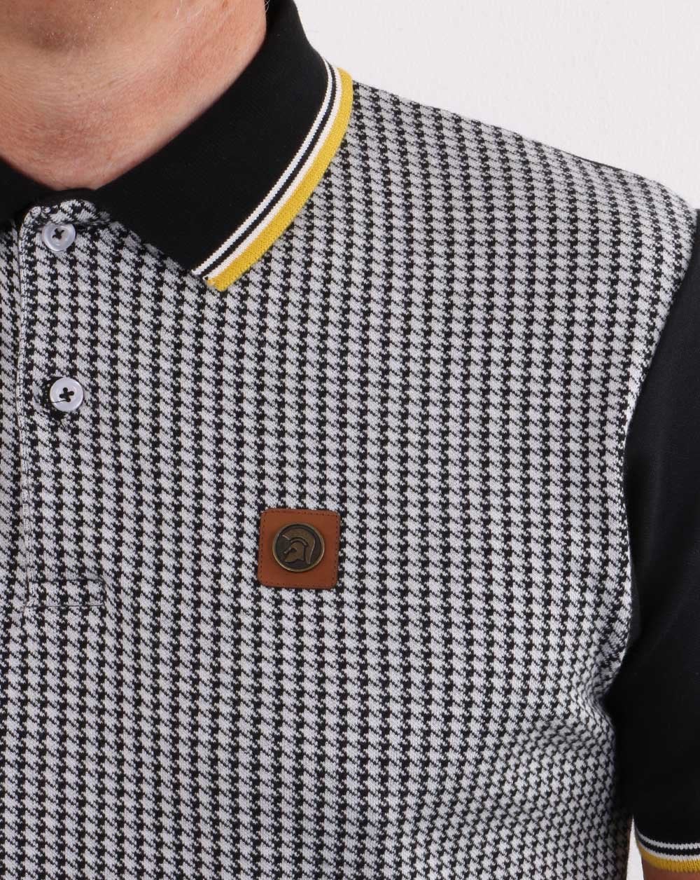 Trojan Houndstooth Polo Shirt Black