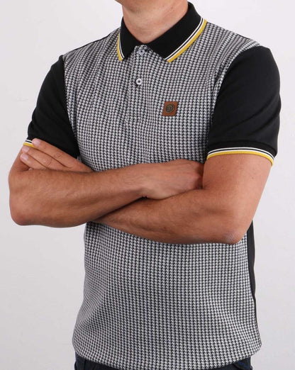 Trojan Houndstooth Polo Shirt Black
