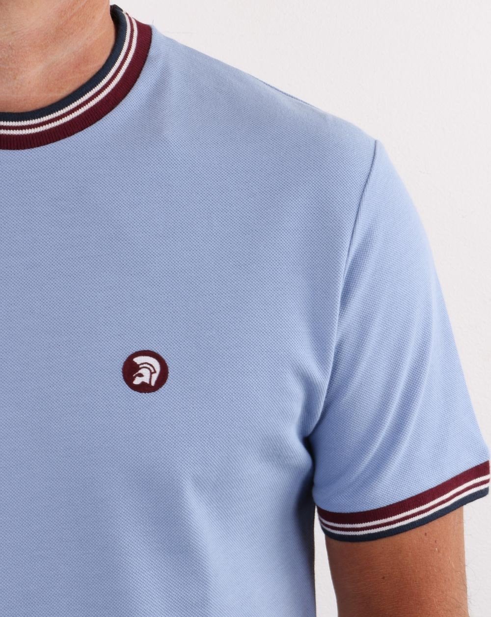 Trojan Tipped Pique T-shirt Sky