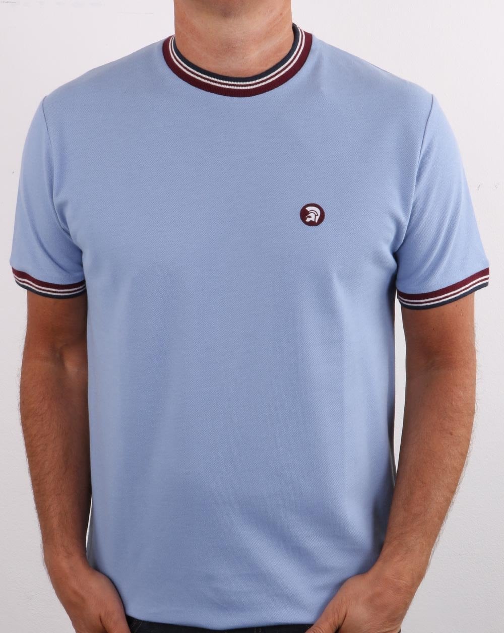 Trojan Tipped Pique T-shirt Sky