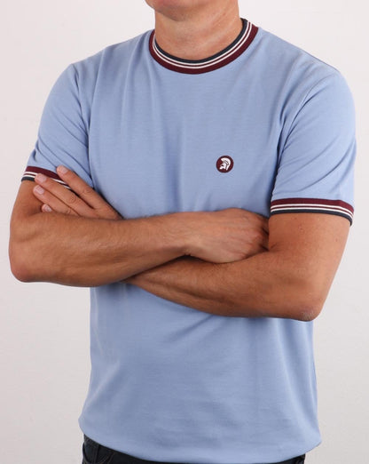 Trojan Tipped Pique T-shirt Sky