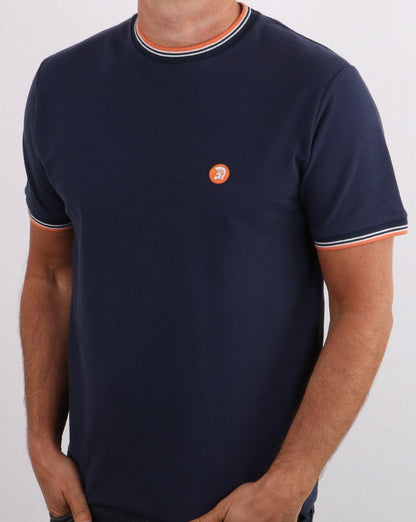 Trojan Tipped Pique T-shirt Navy