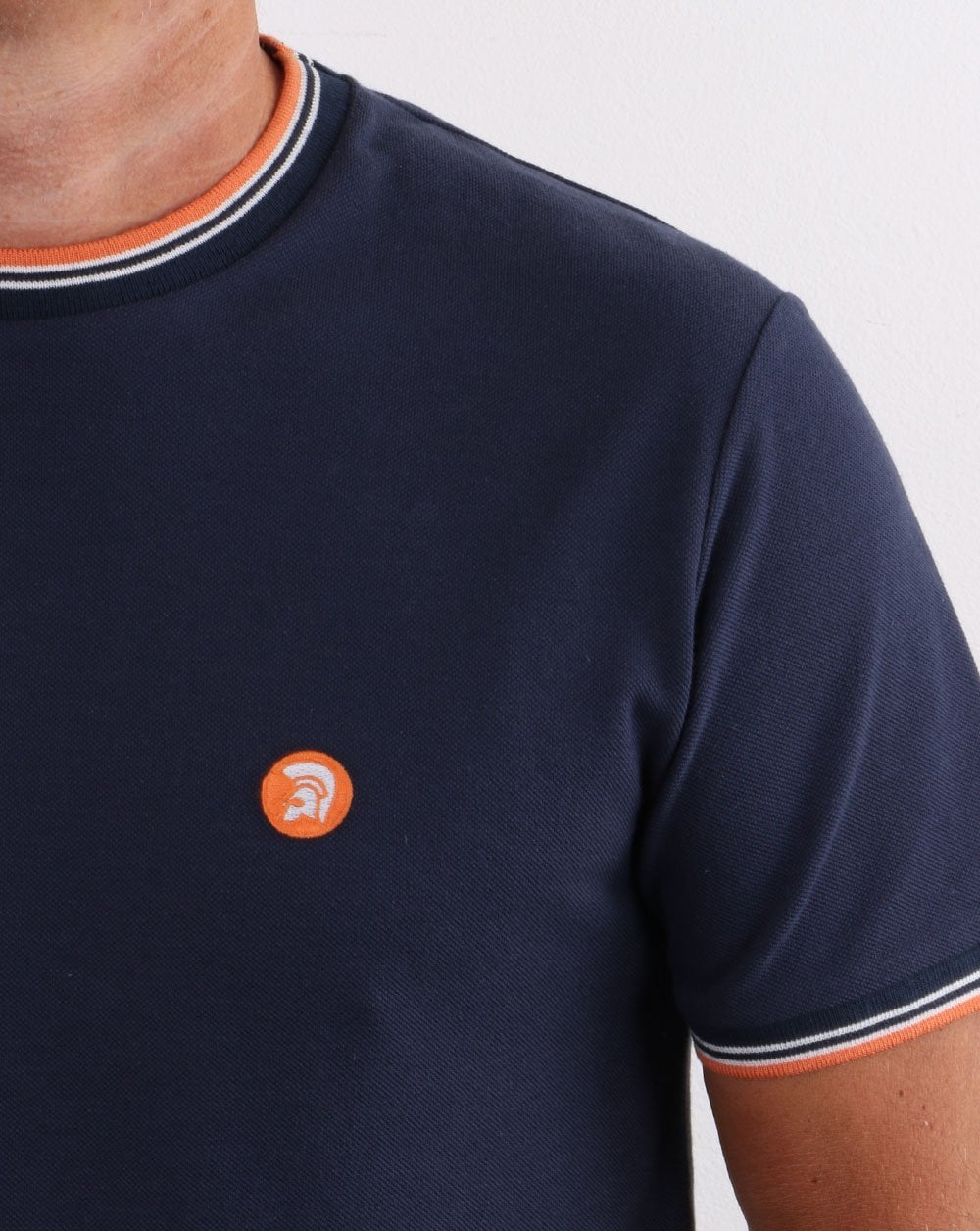 Trojan Tipped Pique T-shirt Navy