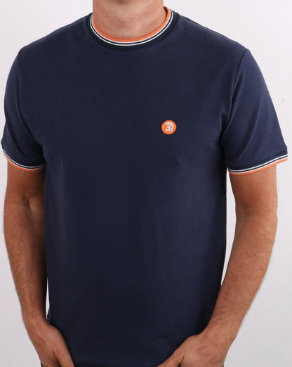 Trojan Tipped Pique T-shirt Navy