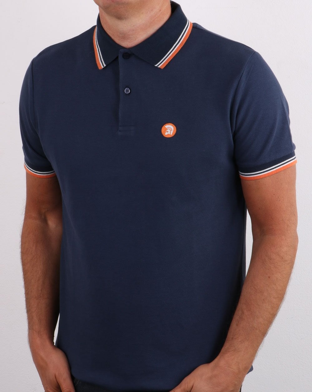 Trojan Classic Tipped Polo Shirt Navy/orange