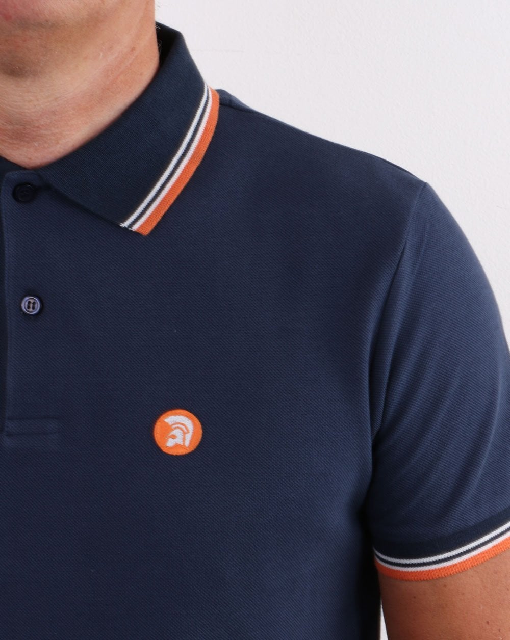 Trojan Classic Tipped Polo Shirt Navy/orange