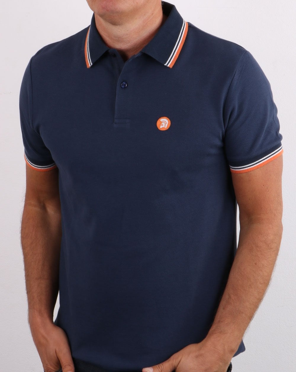 Trojan Classic Tipped Polo Shirt Navy/orange