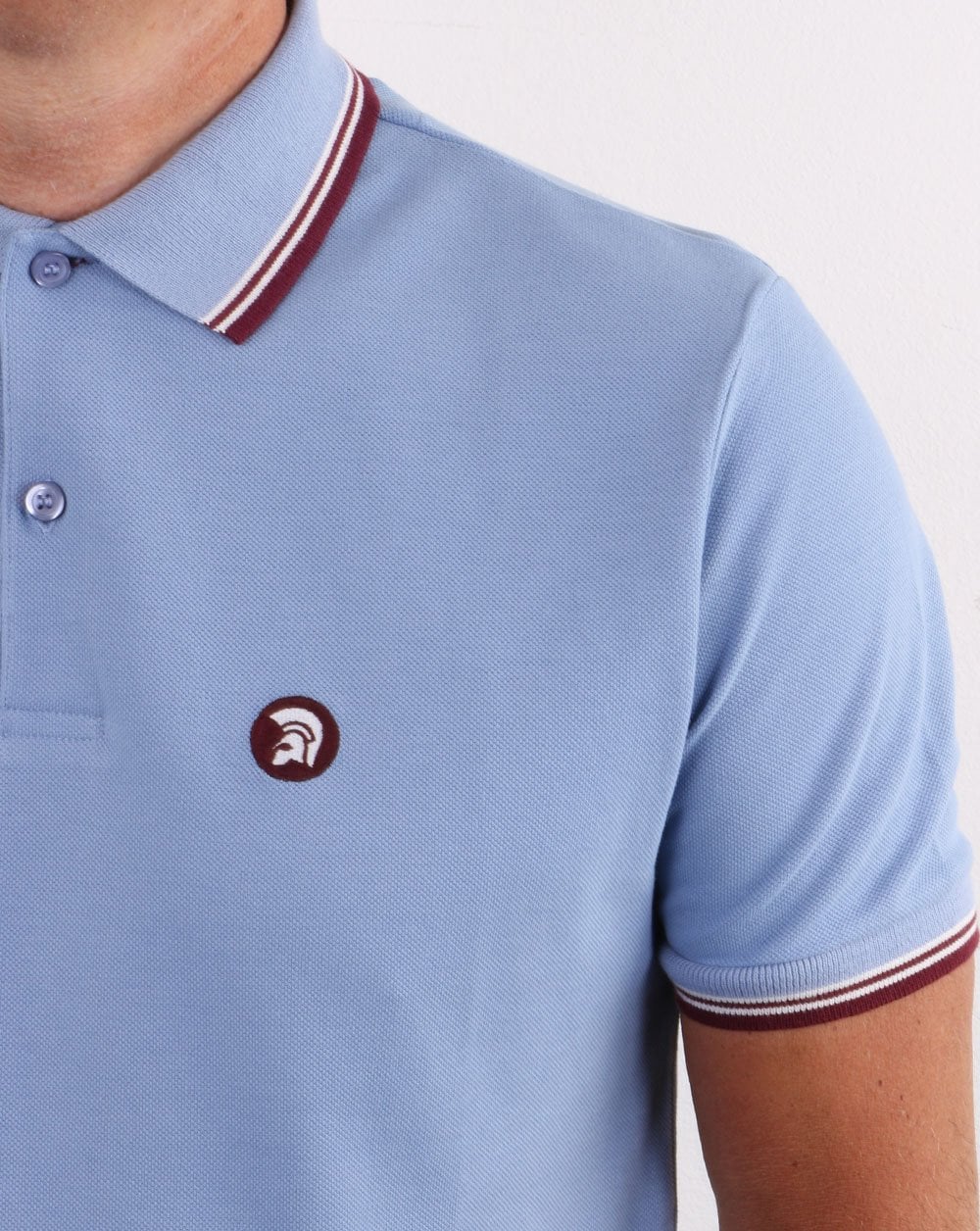 Trojan Classic Tipped Polo Shirt Sky