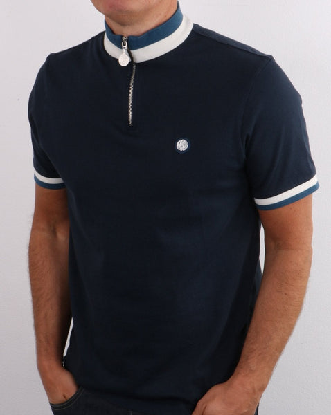 Pretty Green 1/4 Zip Top Navy
