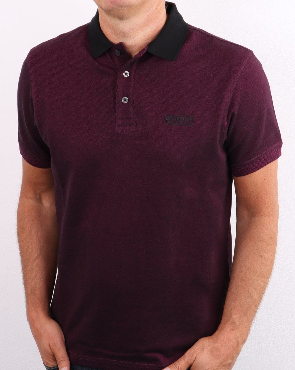 Barbour International Contrast Polo Berry/black