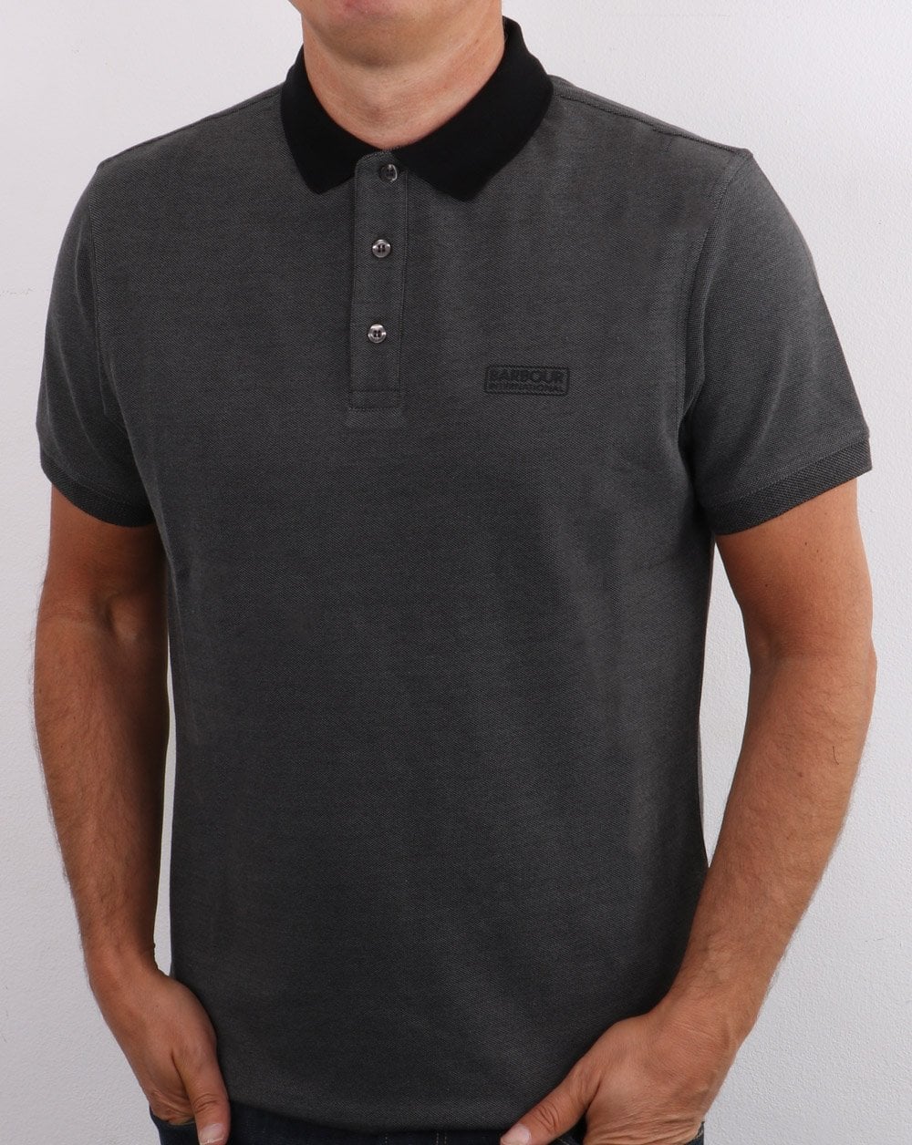 Barbour International Contrast Polo Black