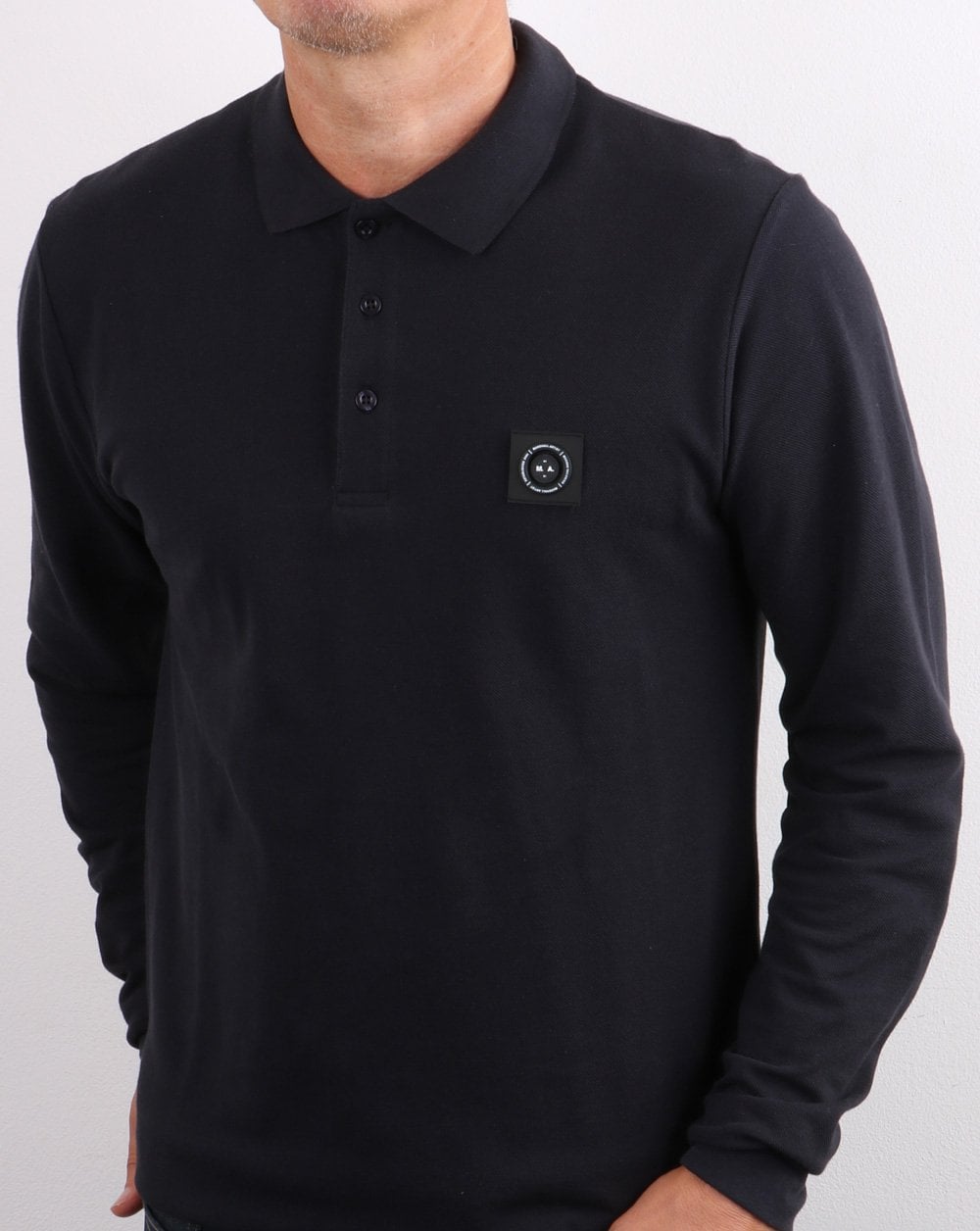 Marshall Artist Long Sleeve Polo Shirt Navy