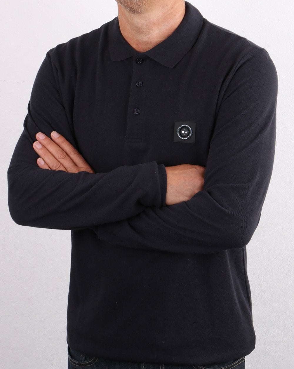 Marshall Artist Long Sleeve Polo Shirt Navy