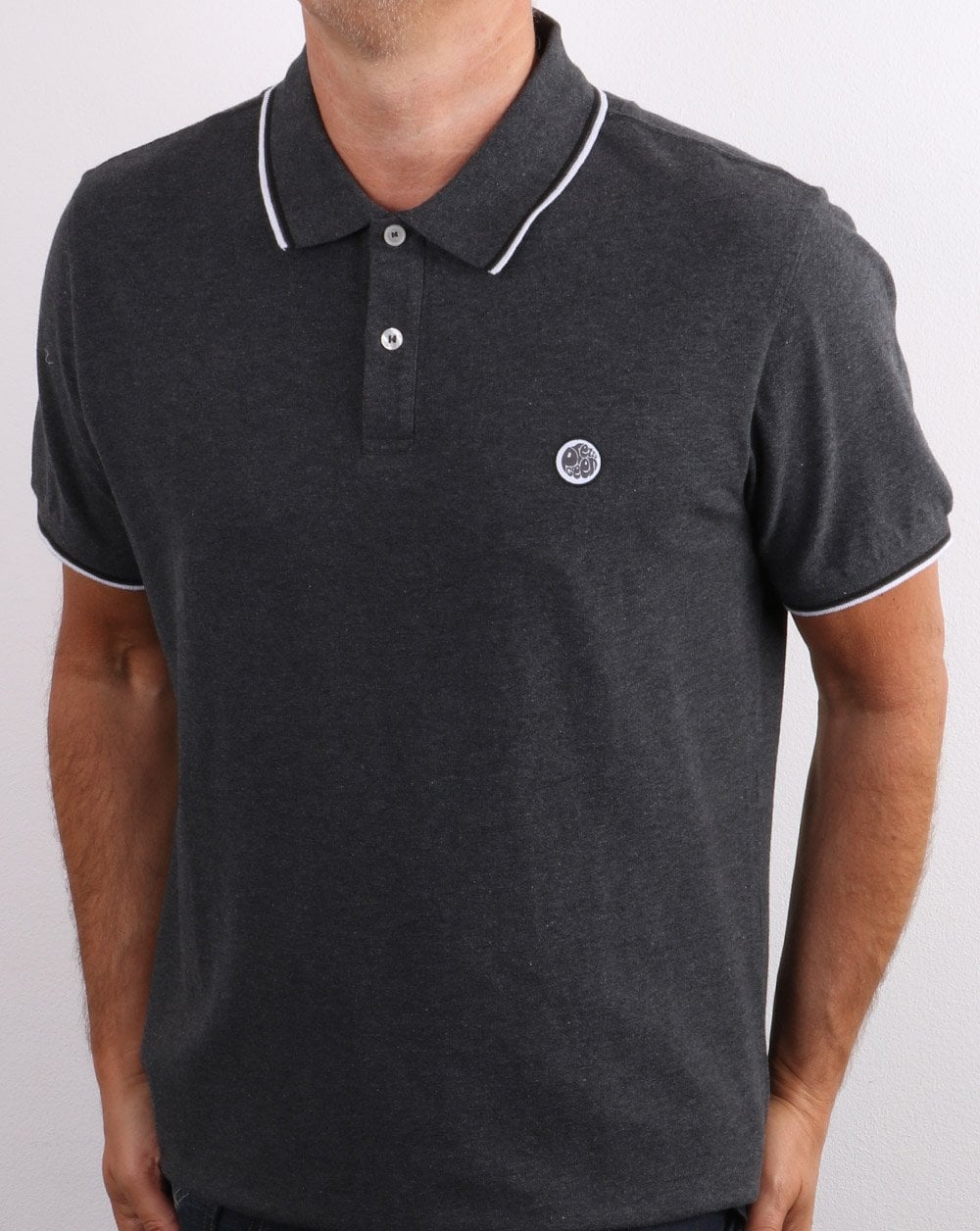 Pretty Green Tipped Polo Shirt Grey