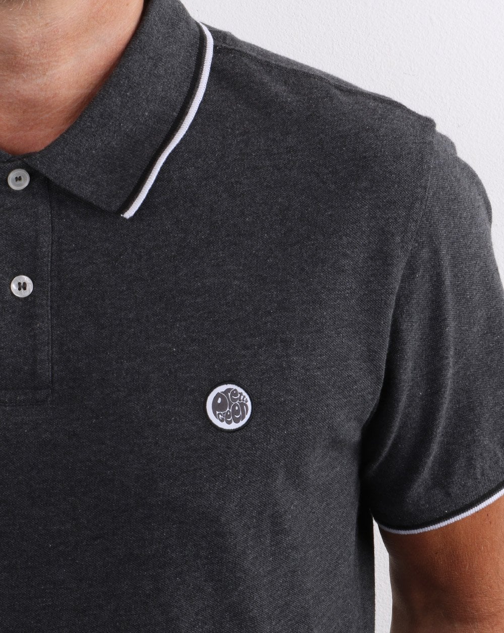 Pretty Green Tipped Polo Shirt Grey