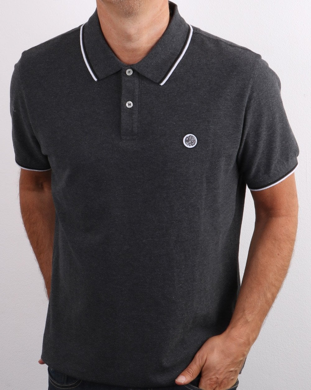 Pretty Green Tipped Polo Shirt Grey