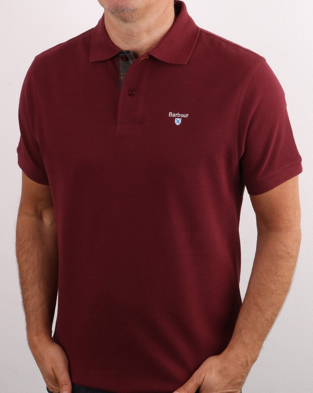 Barbour Tartan Pique Polo Burgundy