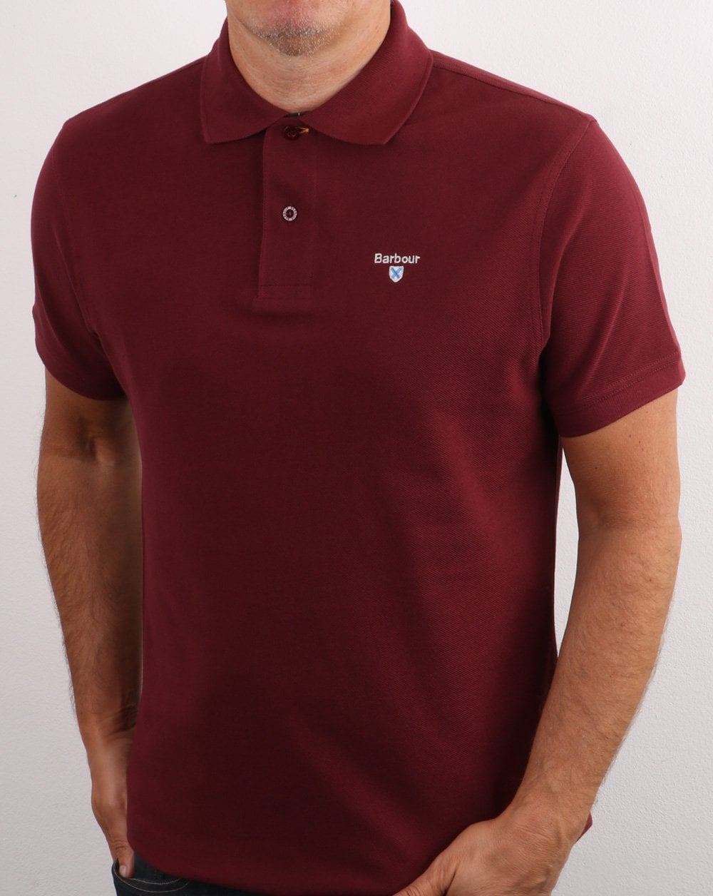Barbour Tartan Pique Polo Burgundy