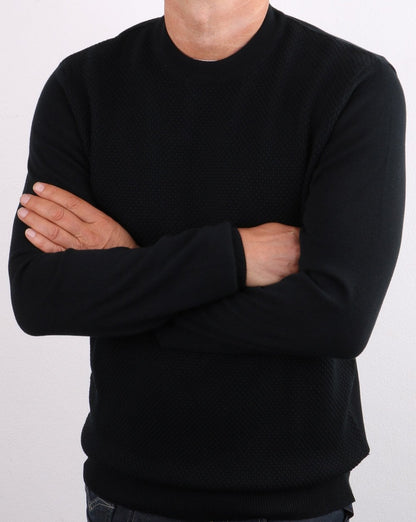 Ben Sherman Waffle Crew Knit Black