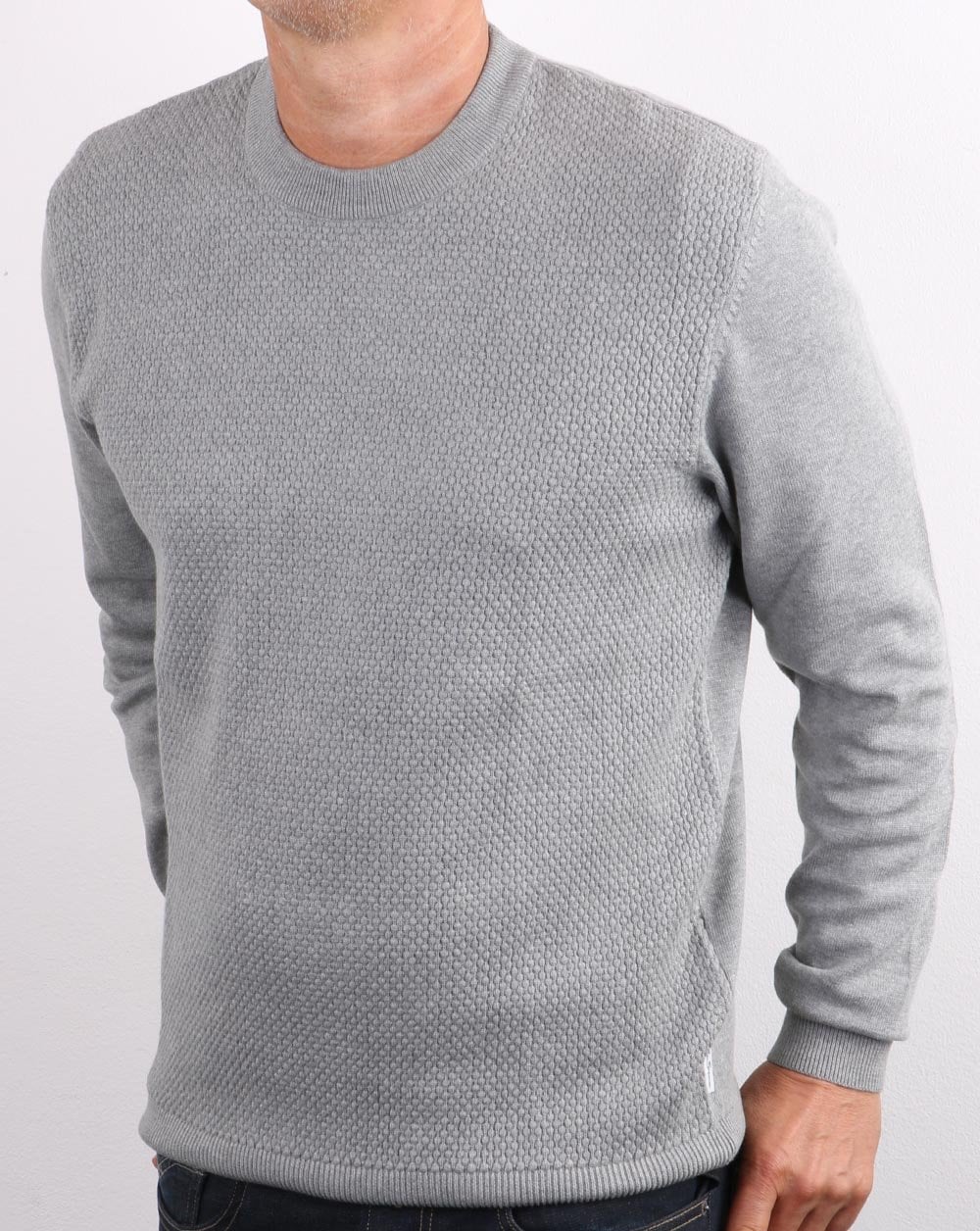 Ben Sherman Waffle Crew Knit Steel Grey