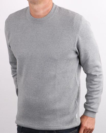 Ben Sherman Waffle Crew Knit Steel Grey