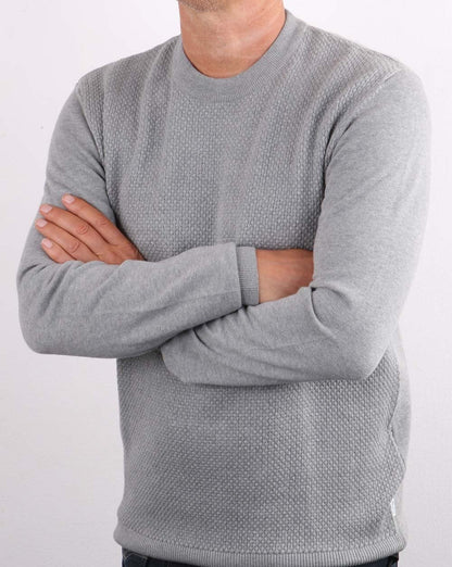 Ben Sherman Waffle Crew Knit Steel Grey
