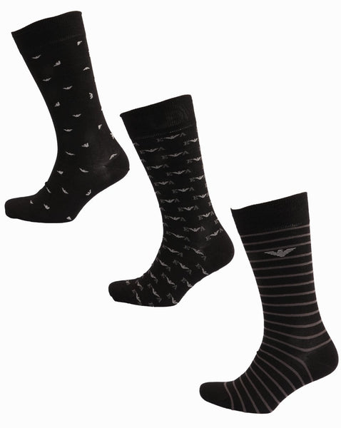Emporio Armani 3 Pack Socks Black/pearl