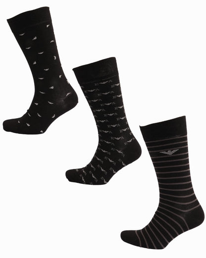 Emporio Armani 3 Pack Socks Black/pearl