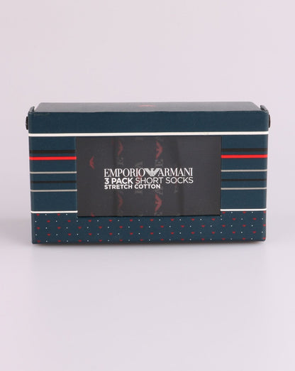 Emporio Armani 3 Pack Socks Marine/red