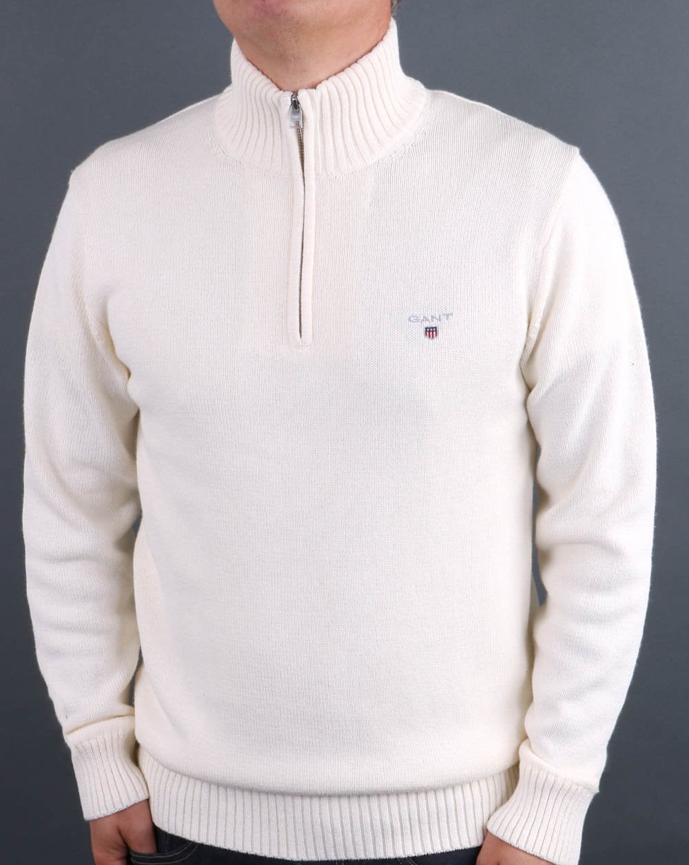 Gant Knitted Half Zip Cream