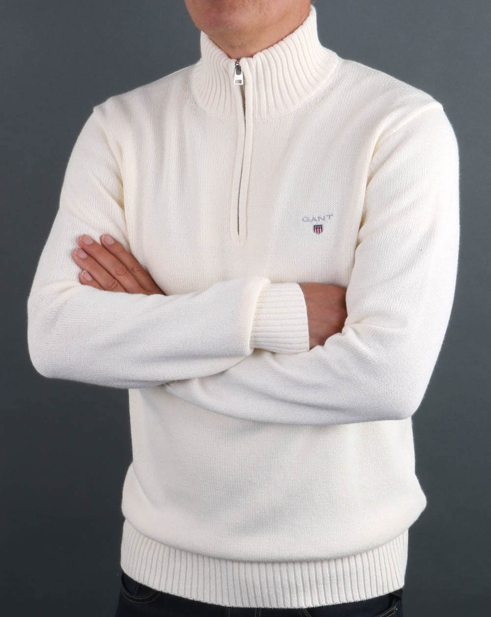 Gant Knitted Half Zip Cream