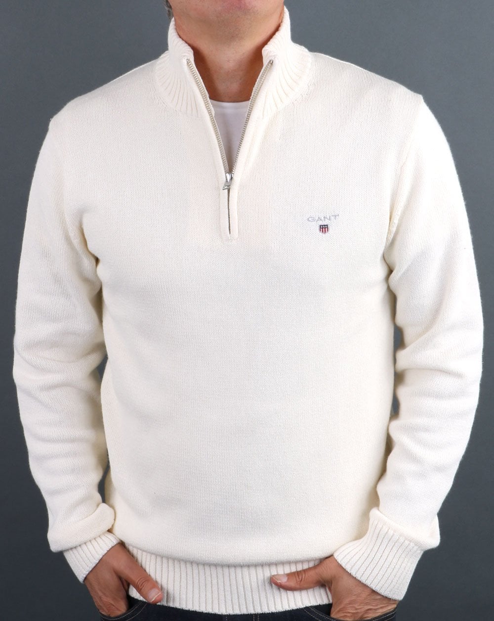 Gant Knitted Half Zip Cream
