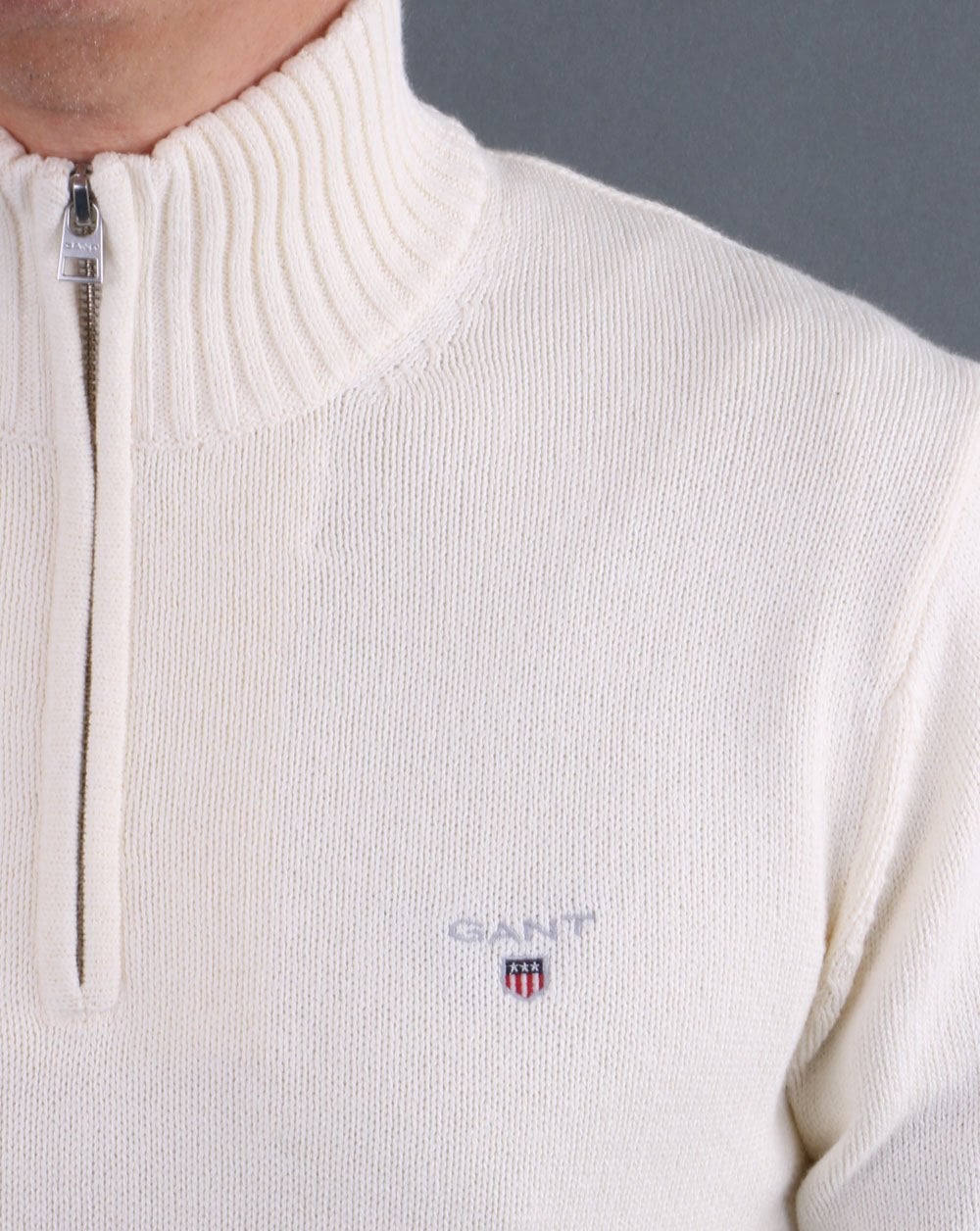 Gant Knitted Half Zip Cream