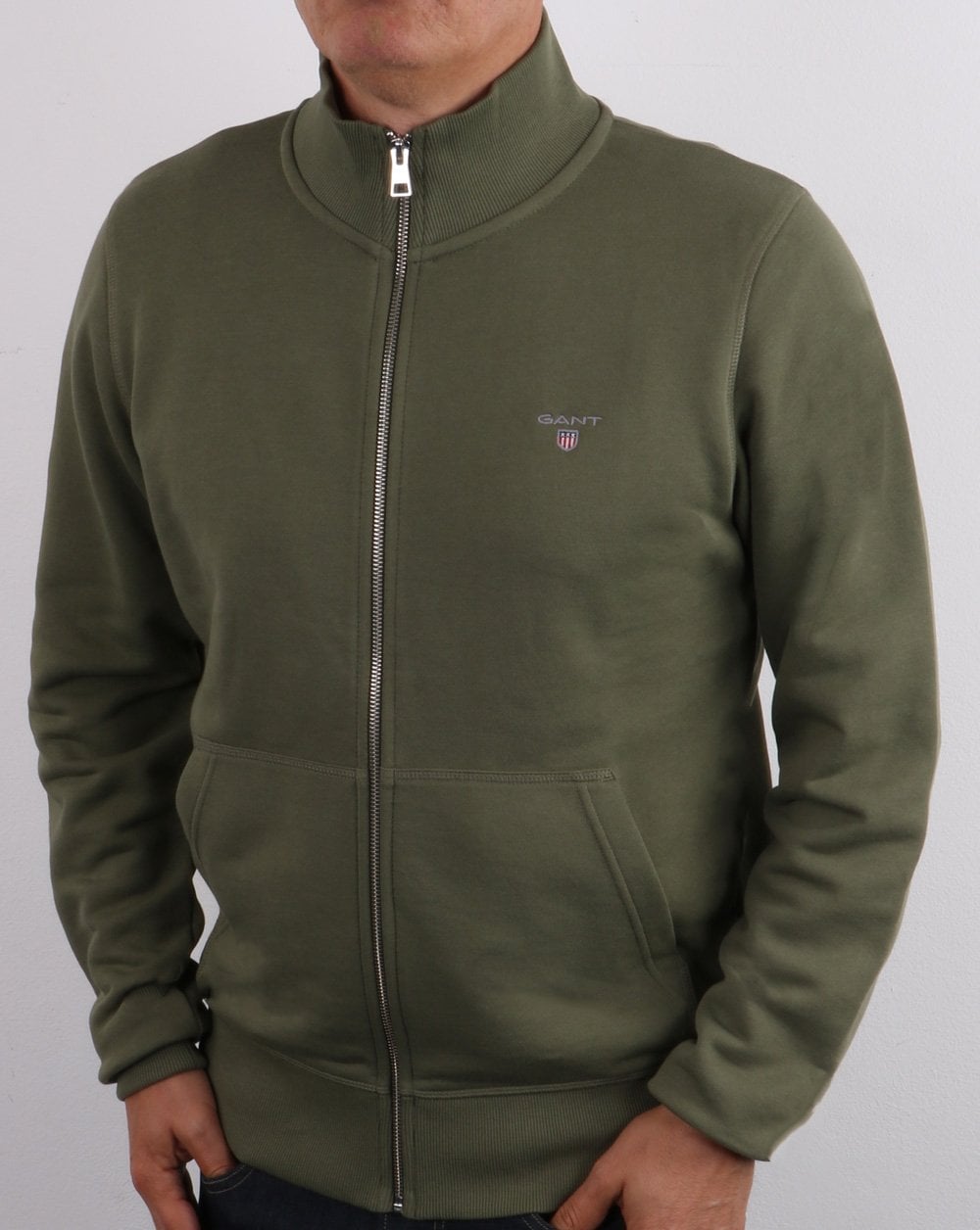 Gant Full Zip Sweatshirt Olive Green