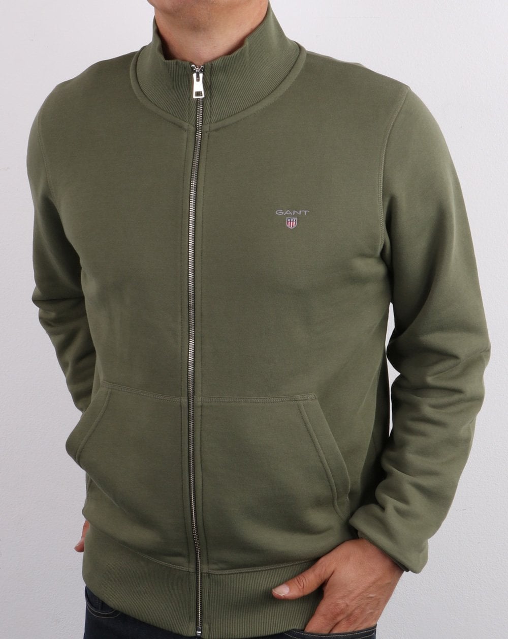 Gant Full Zip Sweatshirt Olive Green