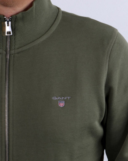 Gant Full Zip Sweatshirt Olive Green