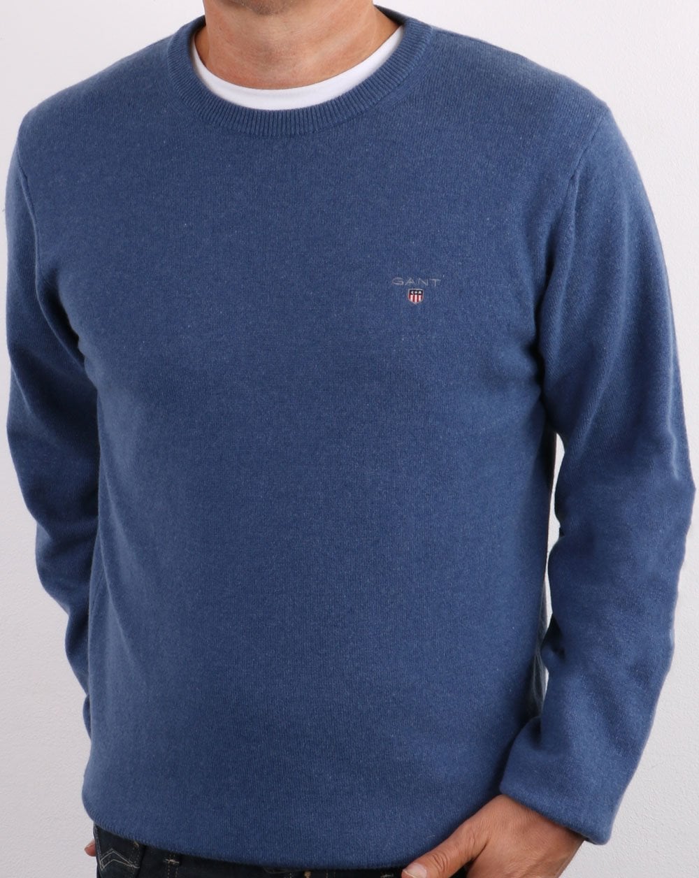 Gant Superfine Lambswool Crew Neck Stone Blue