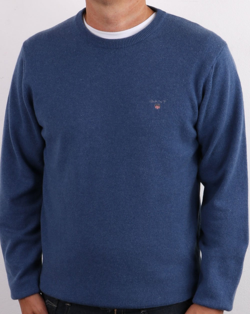 Gant Superfine Lambswool Crew Neck Stone Blue