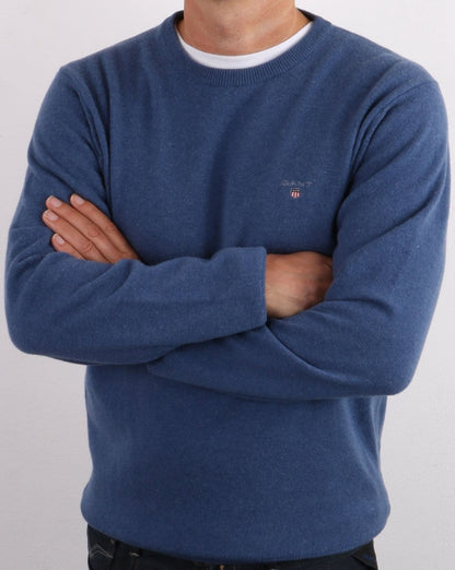 Gant Superfine Lambswool Crew Neck Stone Blue