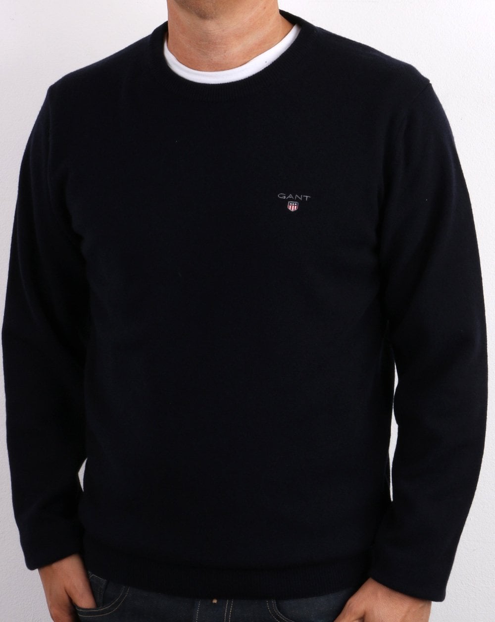 Gant Superfine Lambswool Crew Neck Navy